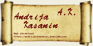Andrija Kašanin vizit kartica